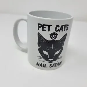 Dining | Pet Cats Hail Satan Sphinx Cat Pentagram Coffee Tea Mug In ...